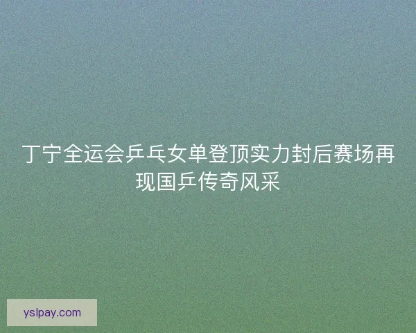 丁宁全运会乒乓女单登顶实力封后赛场再现国乒传奇风采