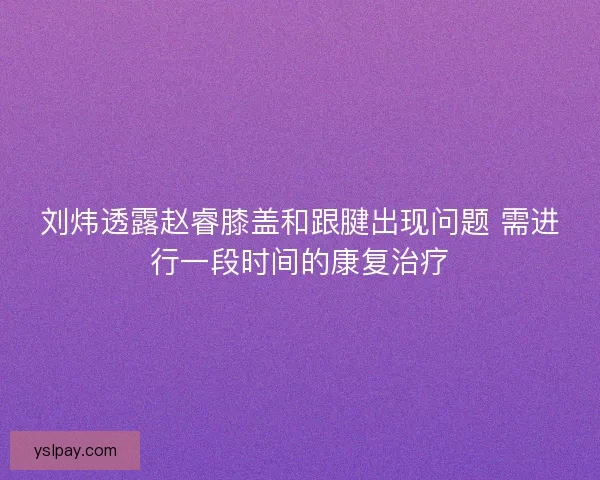 刘炜透露赵睿膝盖和跟腱出现问题 需进行一段时间的康复治疗